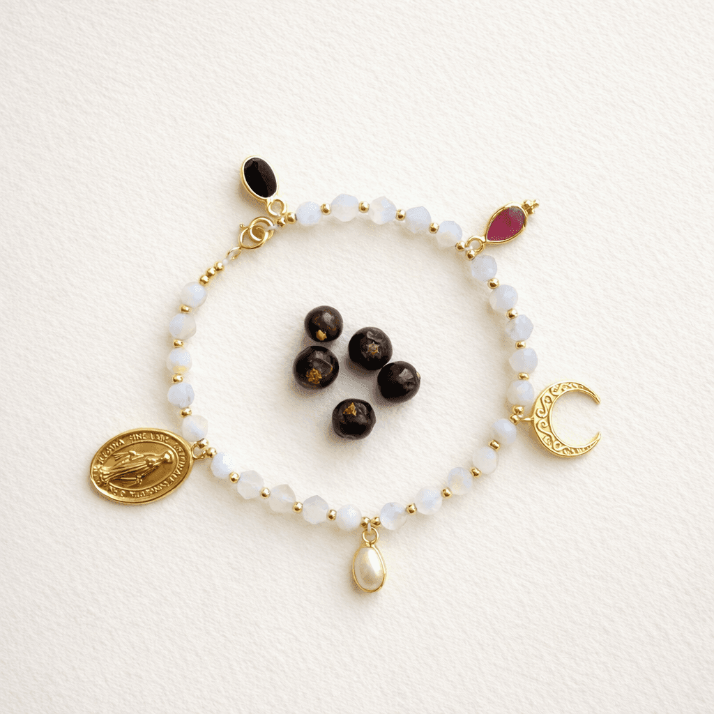 Bransoletka księżycowy różaniec. Alchemia w Agat Blue Lace