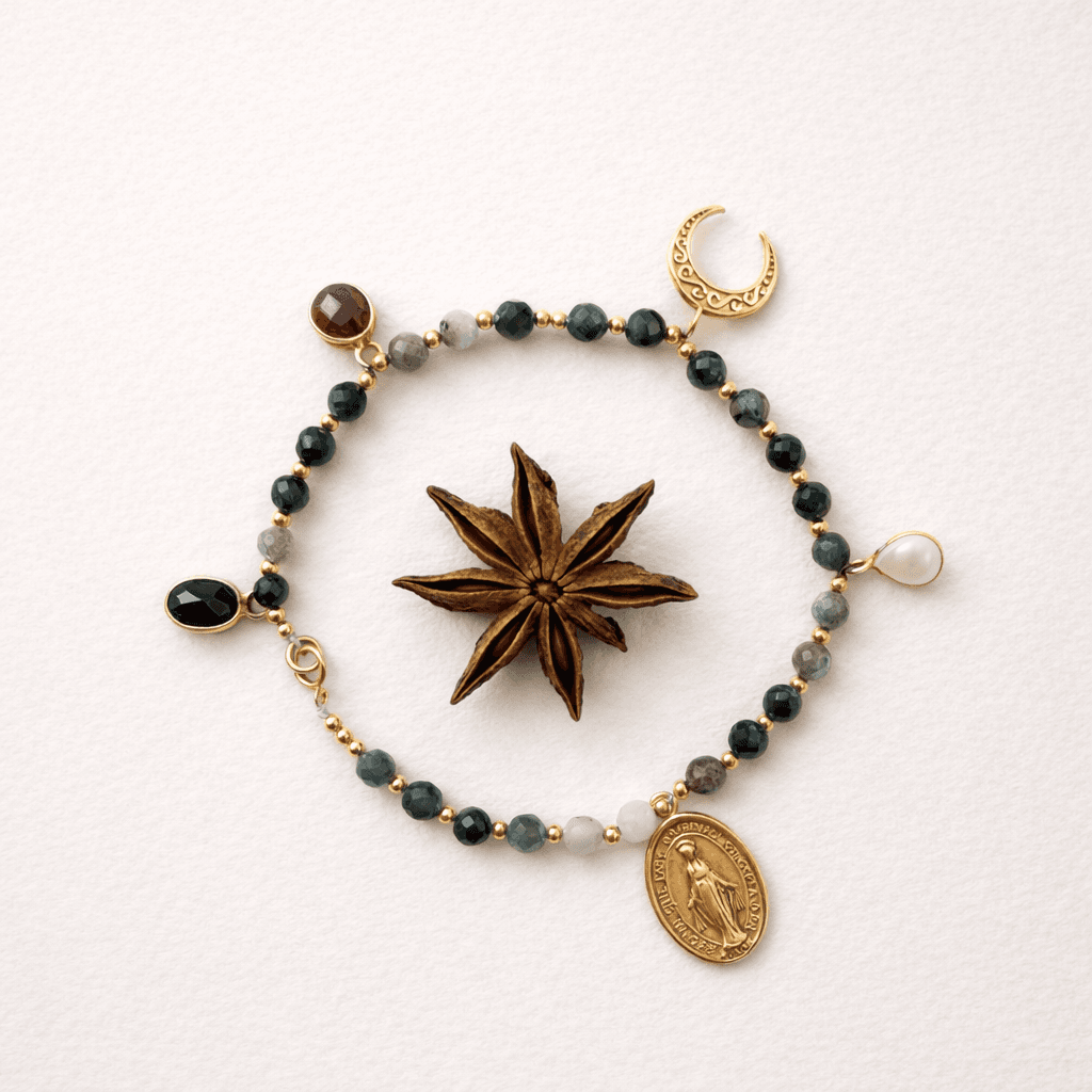 Bransoletka księżycowy różaniec. Alchemia w szmaragdzie